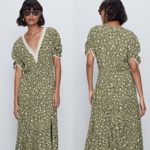NEW Green Zara Join Life Midi dress Size XS